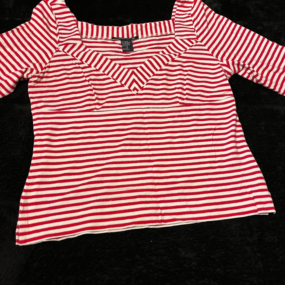 Red and White Striped Women's Top